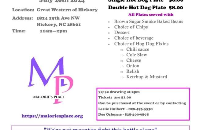 Malorie's Place Hot Dog Fundraiser in Maiden NC