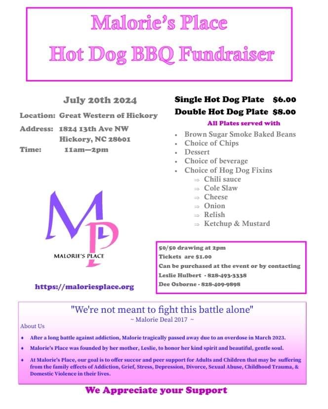 Malorie's Place Hot Dog Fundraiser in Maiden NC