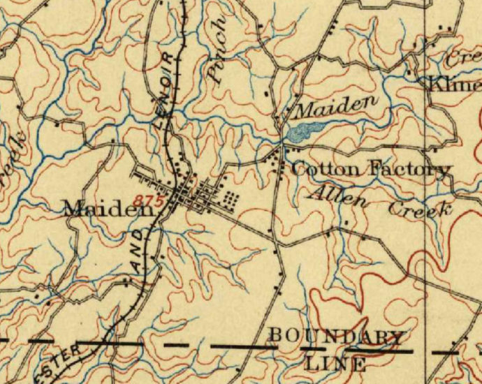 Map of Maiden, North Carolina, from 1895