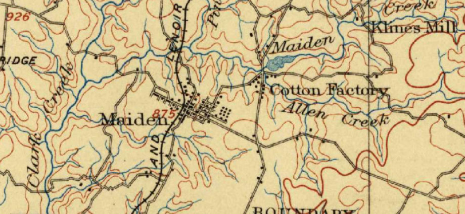 Map of Maiden, North Carolina, from 1895