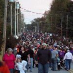 Trick or Treaters Lining the Streets of Maiden. Photo Courtesy of Marian Lytle.